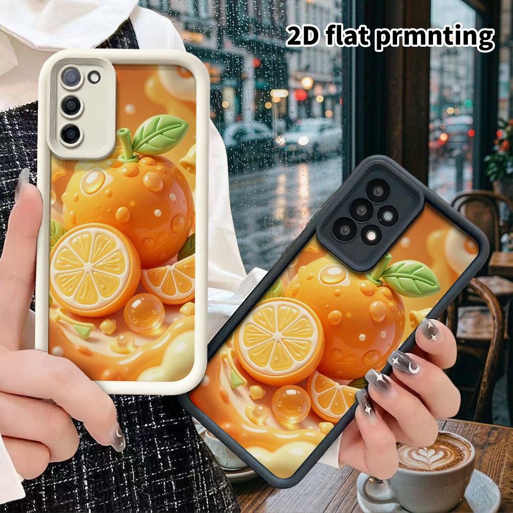 Phone Case: 2D flat, suitable for Samsung Galaxy A34 A35 M05 M06 S20 S22 S21 FE Plus 5G protective cases, featuring a cute round orange, perfect Chris