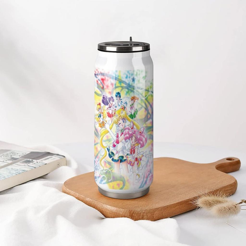 Sailor Moon Water Stylish and Water SUS304 Stainless Steel with Coke Can Thermos Coffee 500ml Bottle, Lightweight, Direct-Drink Bottle, Food-Grade