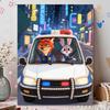 Disney DIY Pearl Art Painting Nick and Judy Are Driving a Police Car Home Wall Decoration Pearl Gem Painting Pictures Crafts Home Decoration