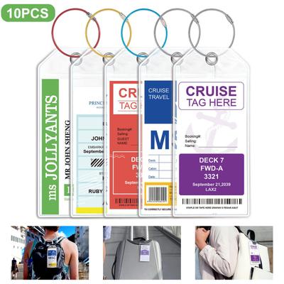 10 Pcs Cruise Luggage Tag with Loop Wide Luggage Tag Holder Cruise Essentials Zip Seal Tag Reusable Waterproof Cruise Document Holder Carnival