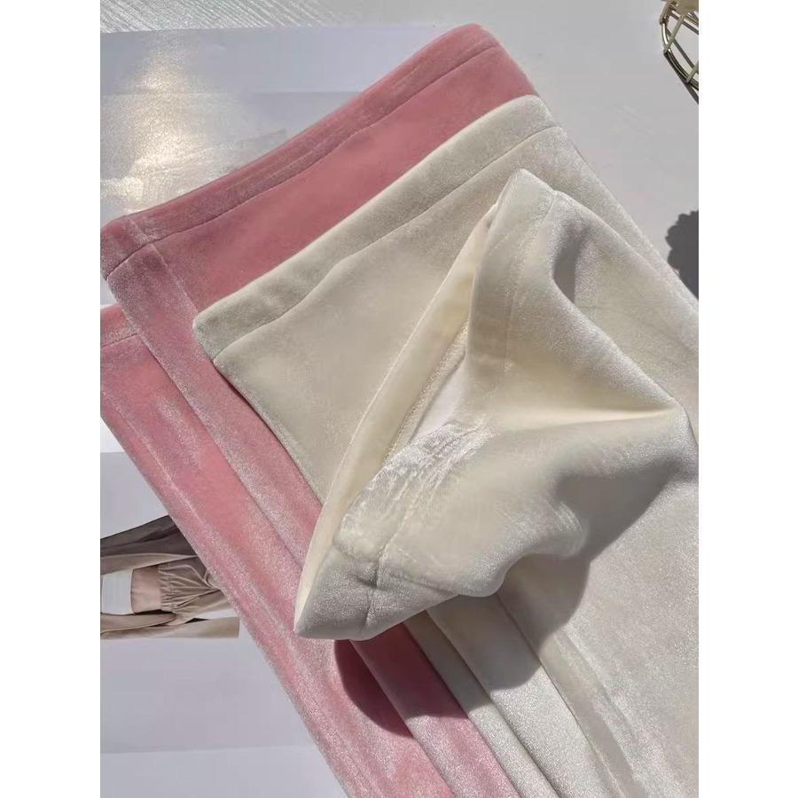Dicke Fleece-Samt-Hosen mit weitem Bein für Damen, Herbst/Winter, locker, fallend, mit Bindeband, gerade Hosen