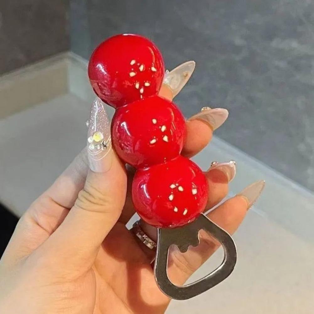 

3D Stereoscopic Cheese Bottle Opener Kawaii Home Decor New Candied Haws Beer Opener Tomatoes on sticks