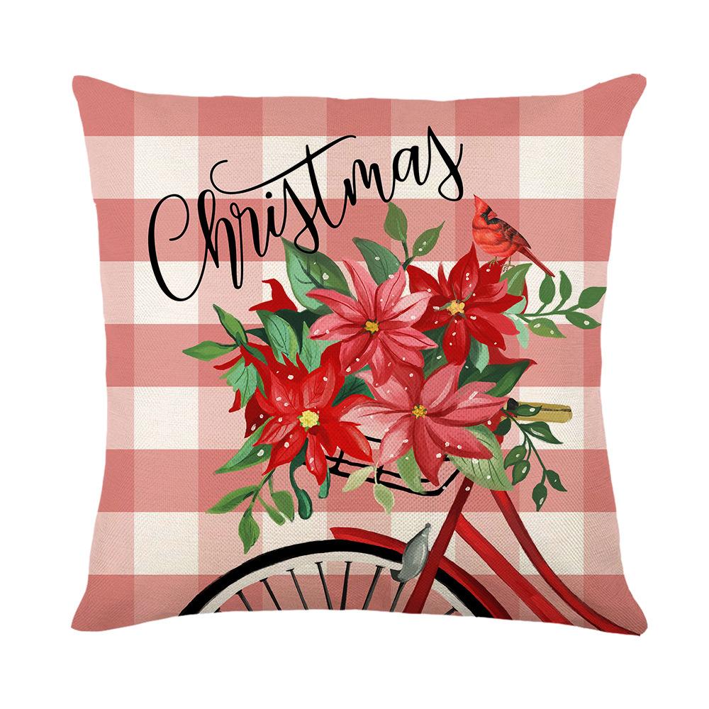 Christmas Striped Letter Print Pillow Cover Linen Home Sofa Cushion Cover Bedroom Pillow Cover