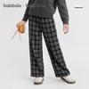 Balabala Girls' Plaid Fleece-Lined Winter Pants