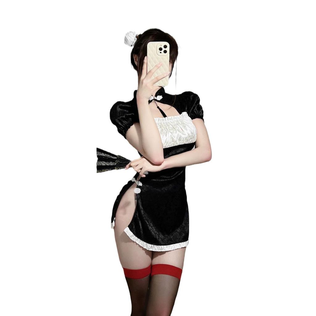 Sex Underwear Retro Satin Side Open Cheongsam Uniform Sexy Classical Beauty Suit Bed Fast Tapping Suit