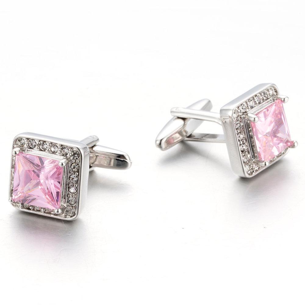 Business dress cufflinks, French shirt cuff buttons, high-quality pink crystal sleeve nails, foreign trade copper buttons 337
