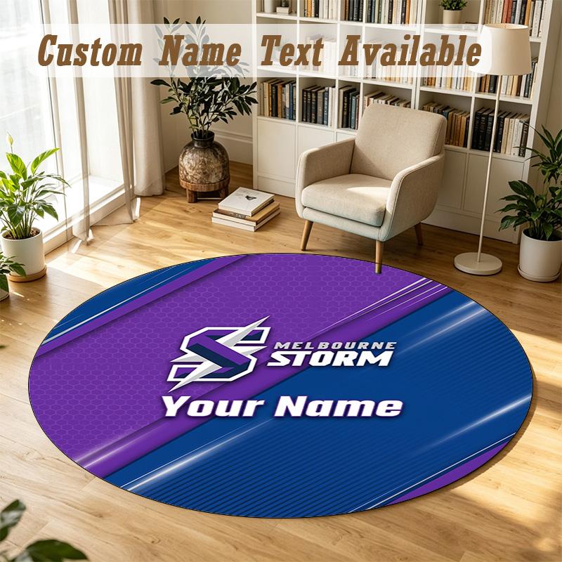 Round Rug Custom NameMelbourne Storm Pattern Non Slip Carpet Home Floor Decor