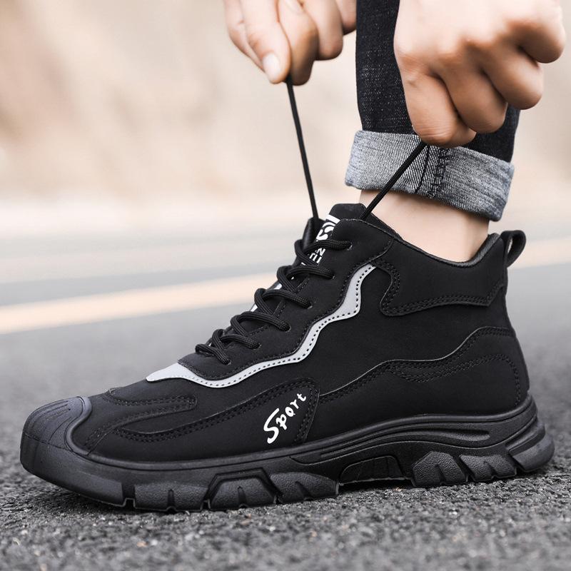 

Мужские хлопковые зимние туфли с интегрированным мехом, повседневные спортивные, на толстой подошве, бархатные, теплые, нескользящие, высокие, пушистые, мужские туфли 44