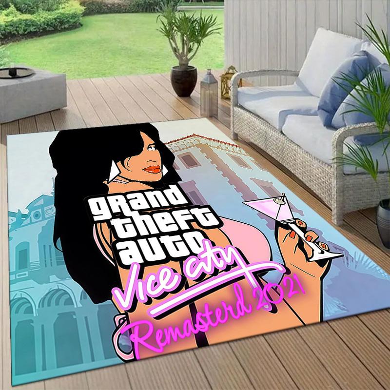 Grand Theft Auto2 Flannel Pattern Square Carpet,Area Rug,Carpet Rug for Living Room Bedroom Sofa Playroom Decor,Non-slip Floor Mat