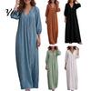 Bohemian Inspired Dress Ruffle V-Neck Long Dress, 3/4 Sleeves Maxi for Comfortable Women Dresses Women, Solid Color Casual Loose Spring Fall