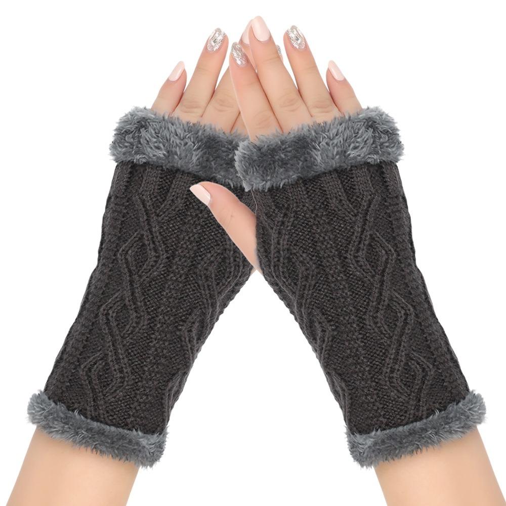 

Punk Gothic Rock Argyle Women s Fingerless Gloves Long Knit Half Mittens Writing Typing Fluffy Knitted Gloves Winter