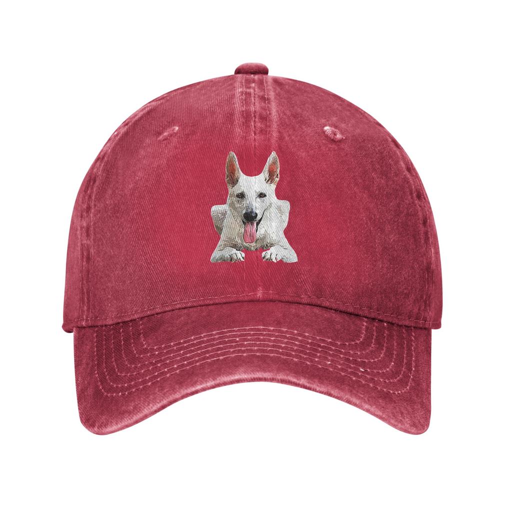 White Swiss Shepherd  White GerUnisex Shepherd  Denim Cap Casual Baseball Caps Adjustable Hat Summer Unisex Baseball Hats