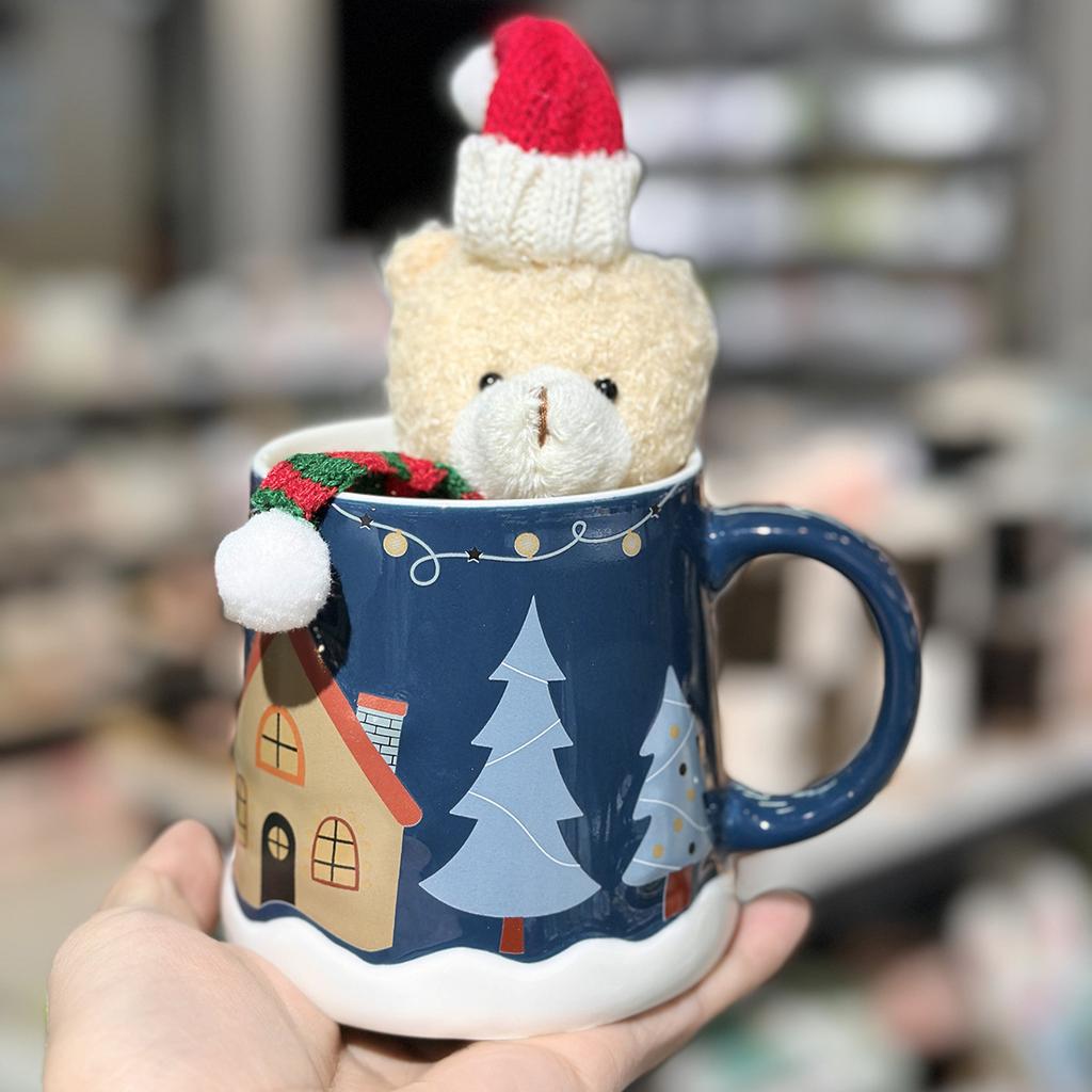 2024 Tasse en Céramique de Noël Mignonne Tasse Cadeau de Noël Tasse à Eau Domestique Tasse de Bureau avec Couvercle