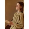 Autumn new women's cotton abraded crew neck cardigan type printed pajamas long sleeves trousers loungewear set