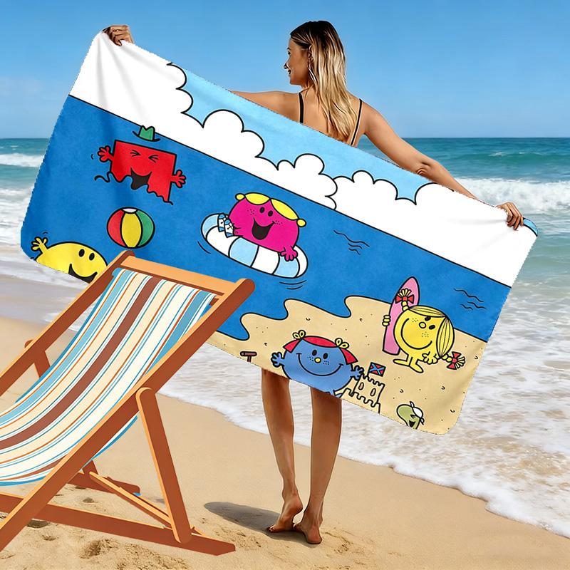 Mr. Men and Little Miss2 Print Beach Towel, Large Soft Quick Dry Towel for Beach Camping Swimming