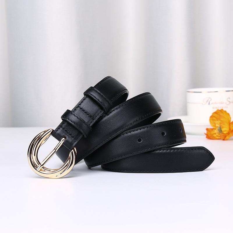 Simple, Fashionable And Versatile Light Luxury Pure Cowhide Needle Buckle Korean Version Belt Women S Leather Decoration With Jeans Belt Women S Model 95cm