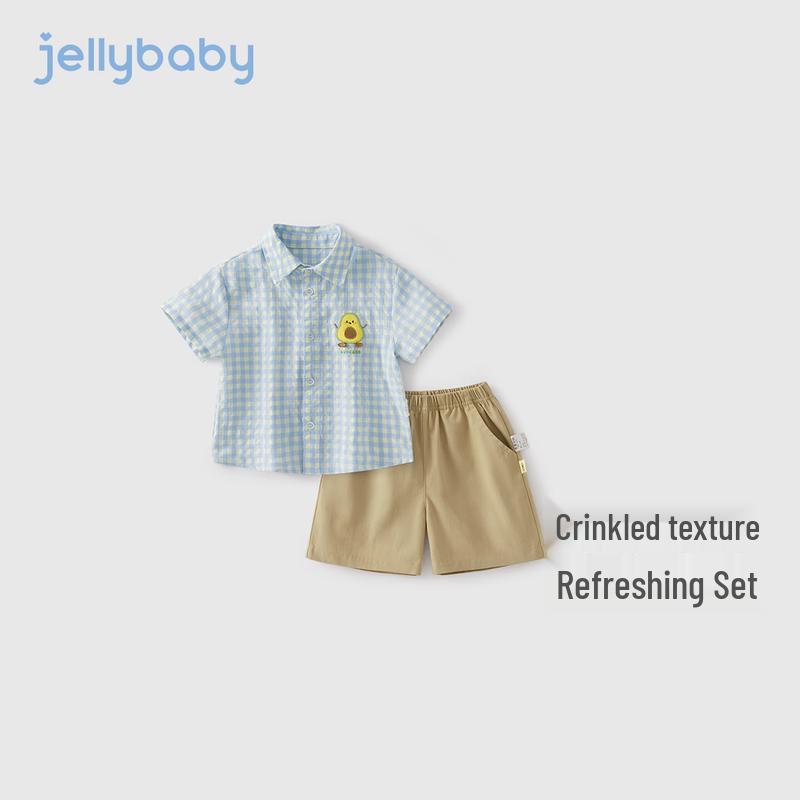 JELLYBABY Boys  Plaid Summer Shirt & Shorts Set 90