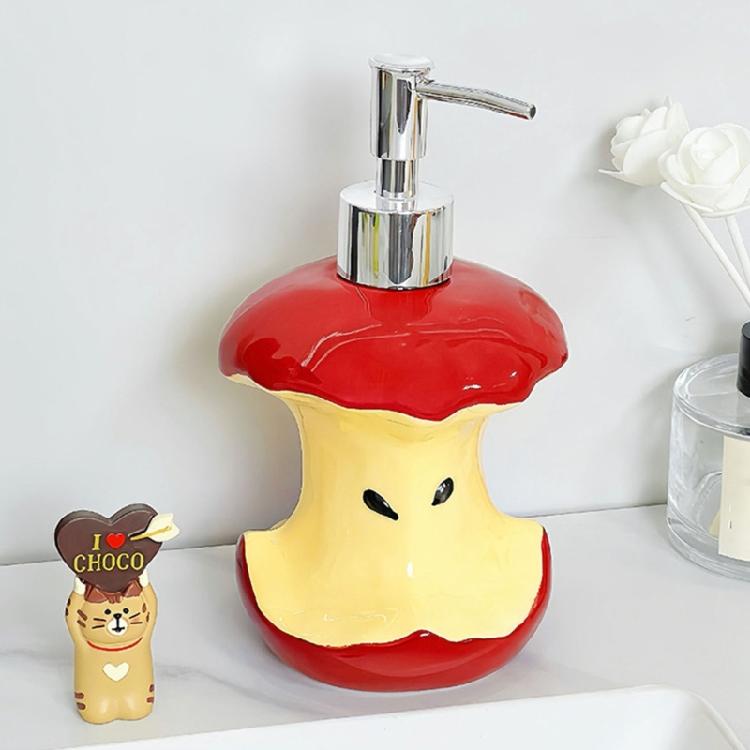 Practical Ceramic Press Pump Bottle with Fruit Core Design Soap Container Liquid Dispenser For Various Bathroom Liquid Product