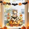 Autumn Home Decoration Vintage Patch Ghost Static Window Clings, Halloween Thanksgiving Pumpkin Bow Maple Leaf Seasonal Glass Art Stickers,