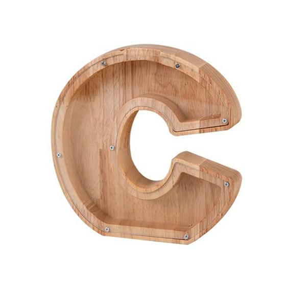 Sparbox aus Holz mit Alphabet für Kinder – Transparente Spardose Geschenk