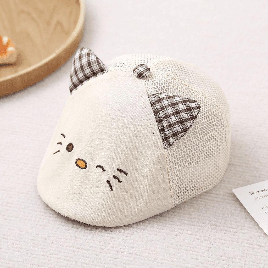Summer Baby Hat with Cat Ears - Breathable Mesh Beret Baseball Cap for Boys and Girls
