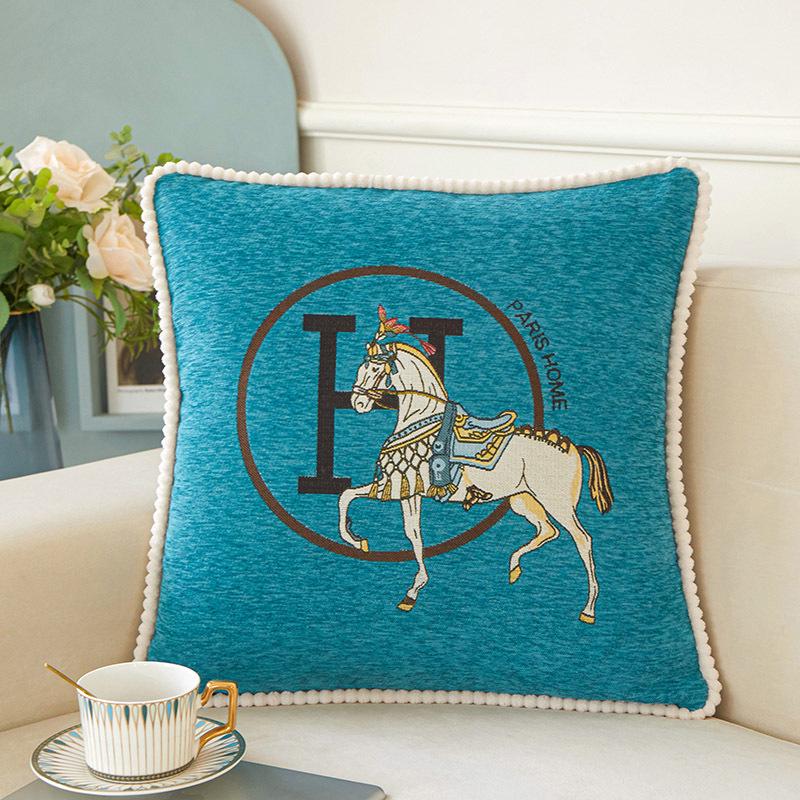 Chenille Jacquard Luxury Pillowcase - White Horse Design
