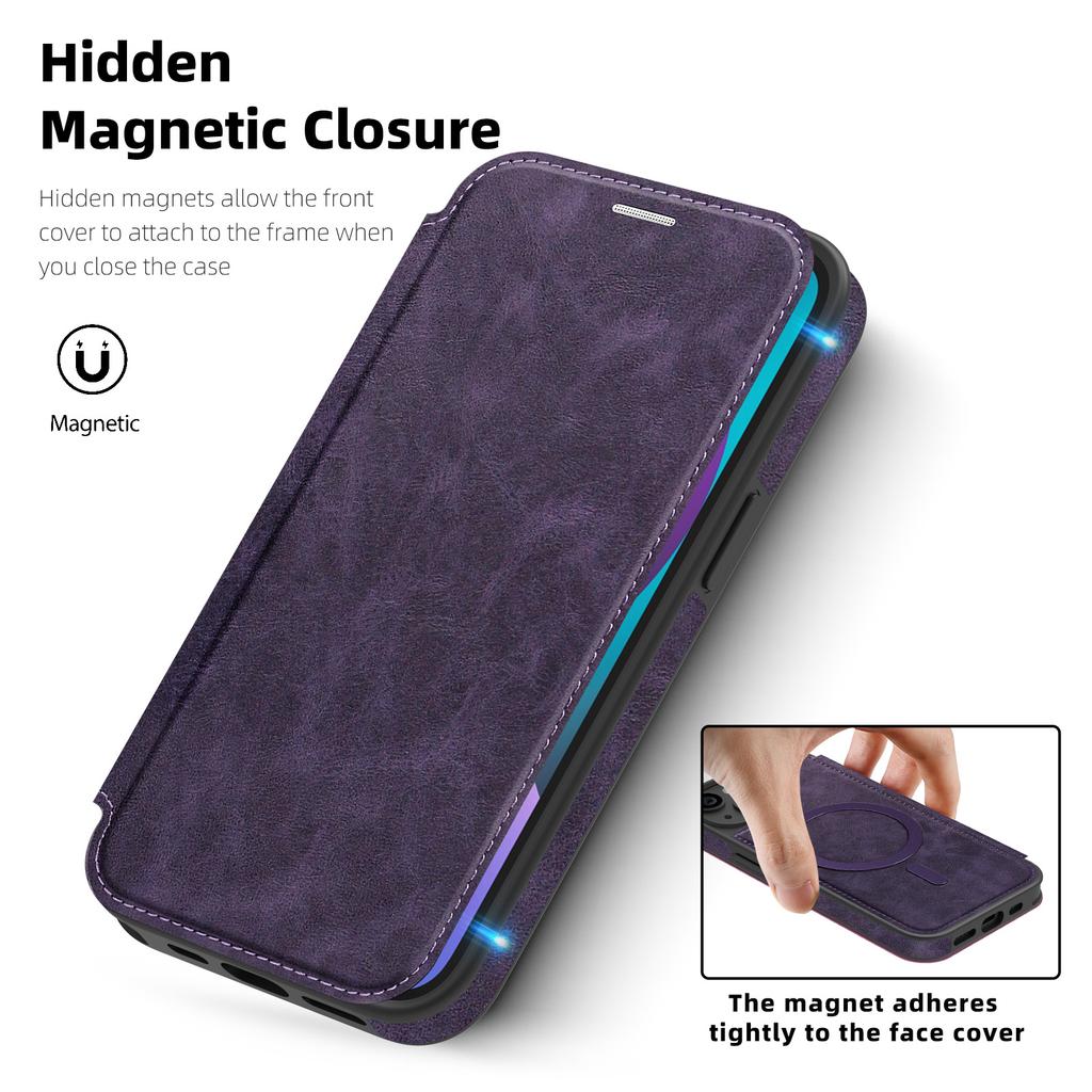 For iPhone 13 Case Compatible with MagSafe RFID Blocking Card Holder Leather Phone Cover