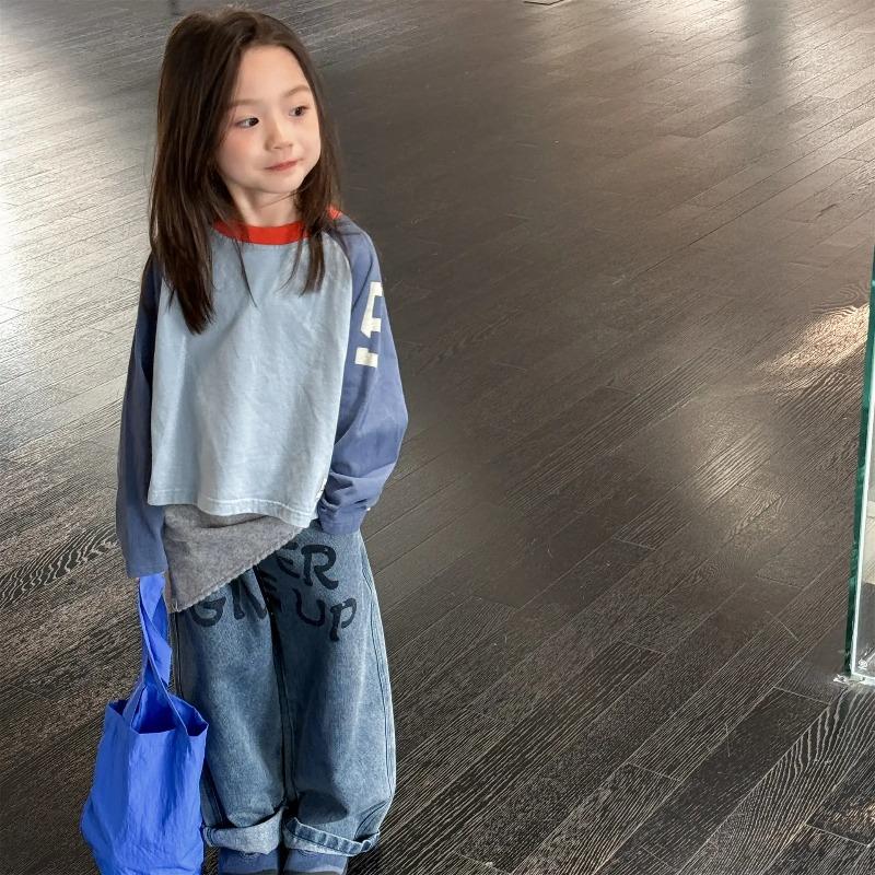 Autumn Kids' T-Shirts Color Block Loose Long Sleeves Children T-Shirt Fashion Soft Boys Clothes