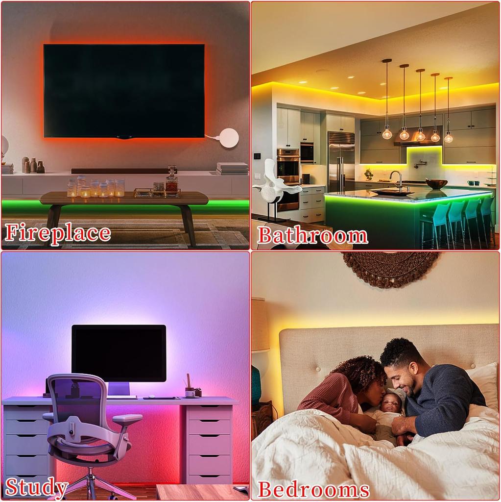 1M Led Lights 5050 for Room Music Sync Multicolor RGB 5V Led Strip Lights Flexible Ribbon for Party Bedroom Decor TV Backlights