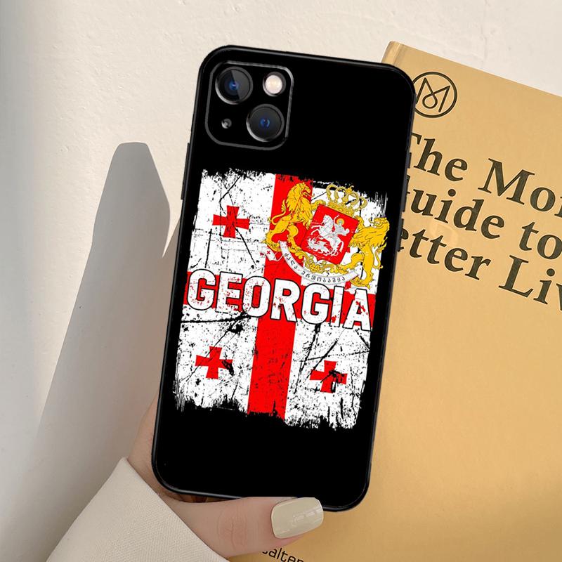 Georgia Flag Phone Case For iPhone 17 16 14 13 12 11 15 Pro Max mini XR 16e 15 16 Plus 17 Air Full Cover