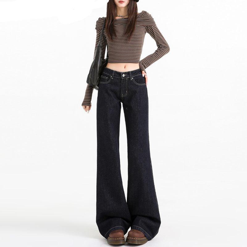 

Hong Kong Style Plus Size Spicy Girl Micro Flare Pants - Autumn 2025 Trendy Street Style 4X Large темно-синий