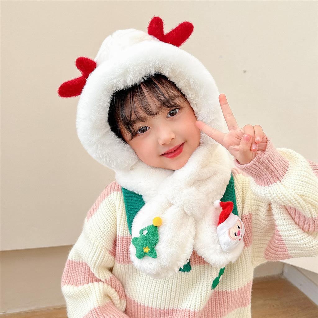 Christmas gift cute antler hat Christmas tree scarf two-piece set warm and cold children's suit versatile