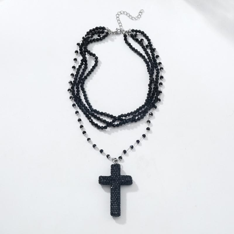 Trendsetting Beaded Crucifix Necklace For Women Adjustable Length Clavicle Chain Suitable For Everyday Styling
