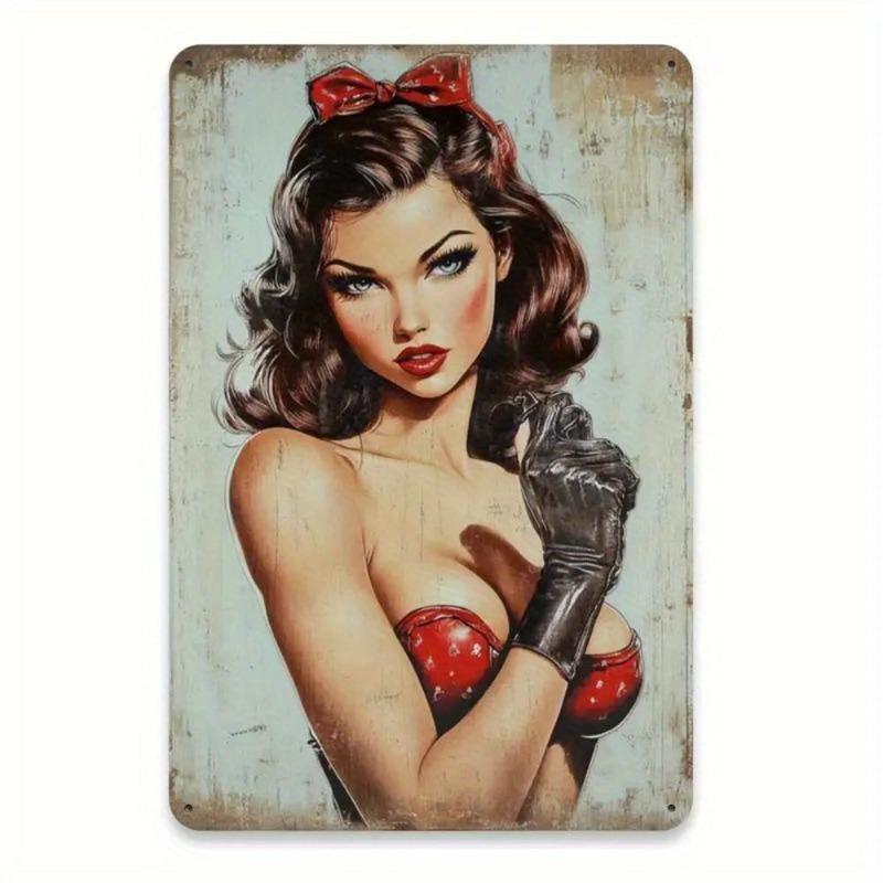 Pin-Up Girls Tin Sign, Retro Metal Wall Art