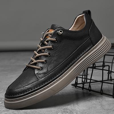 New Brand Men Casual Leather Breathable Walking Shoes Fashion Flat Designer Board Shoes Comfy Antiskid Lace Up Oxford Shoes