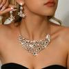 Vintage Necklace Set Ladies 2-Piece Leaf Flower Exaggerated Jewelry Bridal Wedding Accessories