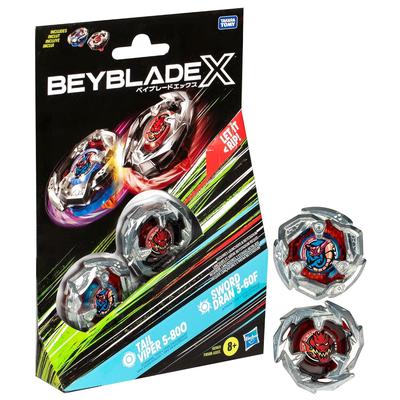 Beyblade X Tail Viper 5-80O Sword Dran 3-60F Dual Pack Set Includes 2 Right-spinning Tops. Battle Top Toy Boys Girls Aged 8 Years Old.