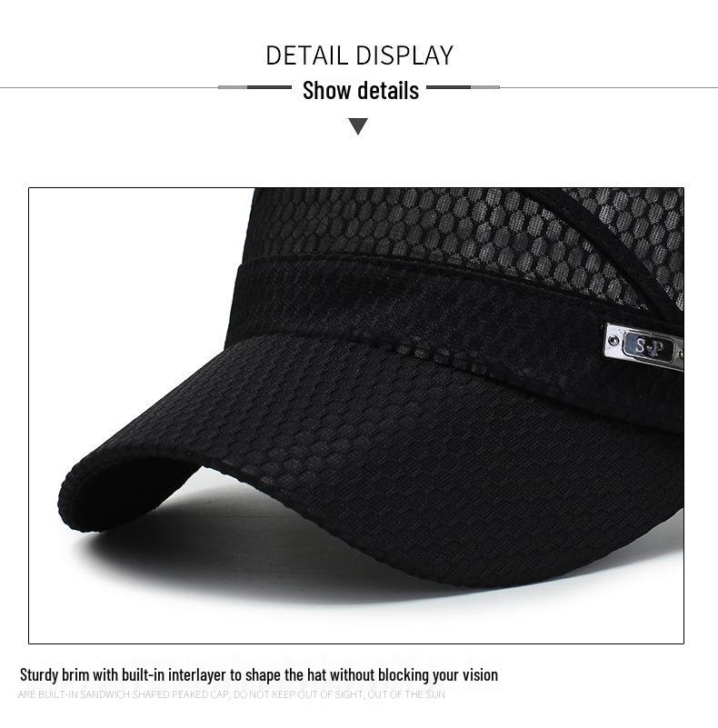 Breathable Mesh Sunscreen Flat Top Hat for Middle-Aged and Elderly Men - Casual Outdoor Cap.