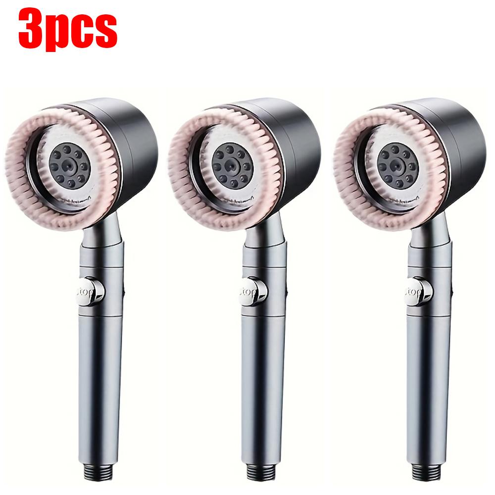 Pommeau de douche 5+1 modes avec brosse de massage ABS Haute pression Économie d'eau Portable Filtre de salle de bain Pommeau de douche Arrêt d'eau à une touche
