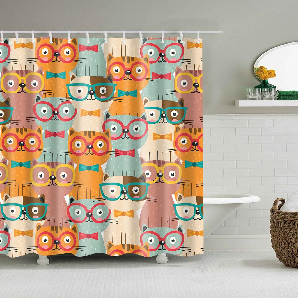 Animals Octopus Wolf Lion Seahorse Turtle Shower Curtains Bathroom Curtain Frabic Waterproof Polyester Bathroom Curtain Hooks