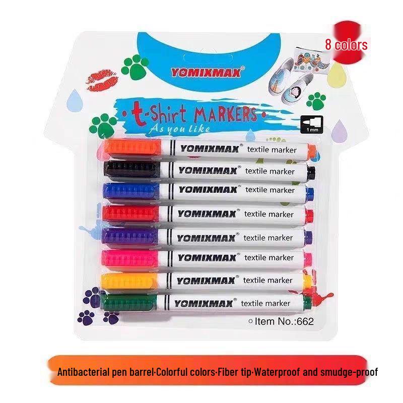 

Набор фломастеров для ткани для начинающих - 7 цветов для DIY росписи одежды и футболок Random Colors - 10 pens