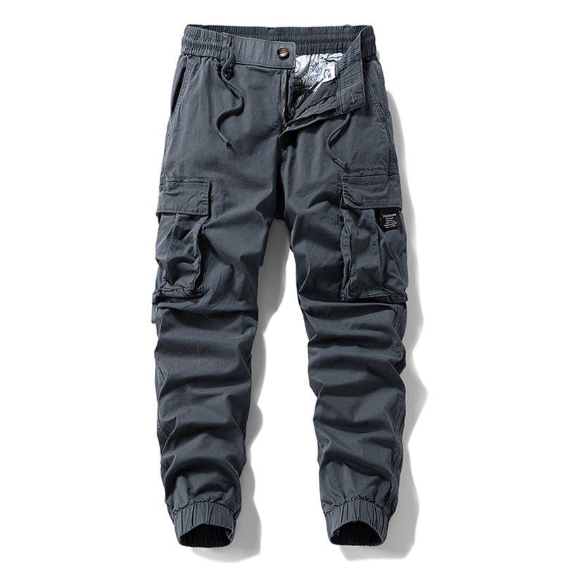 Vintage Washed Pure Cotton American-Style Multi-Pocket Cargo Pants for Men, Trendy Spring and Autumn Outdoor Casual Wear-Resistant Jogger Pants