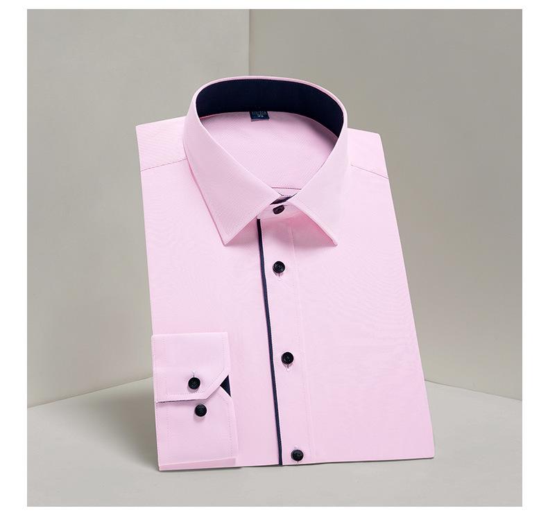 2025 Spring/Summer Men's Iron-Free White Long Sleeve Business Casual Shirt - Plus Size Available