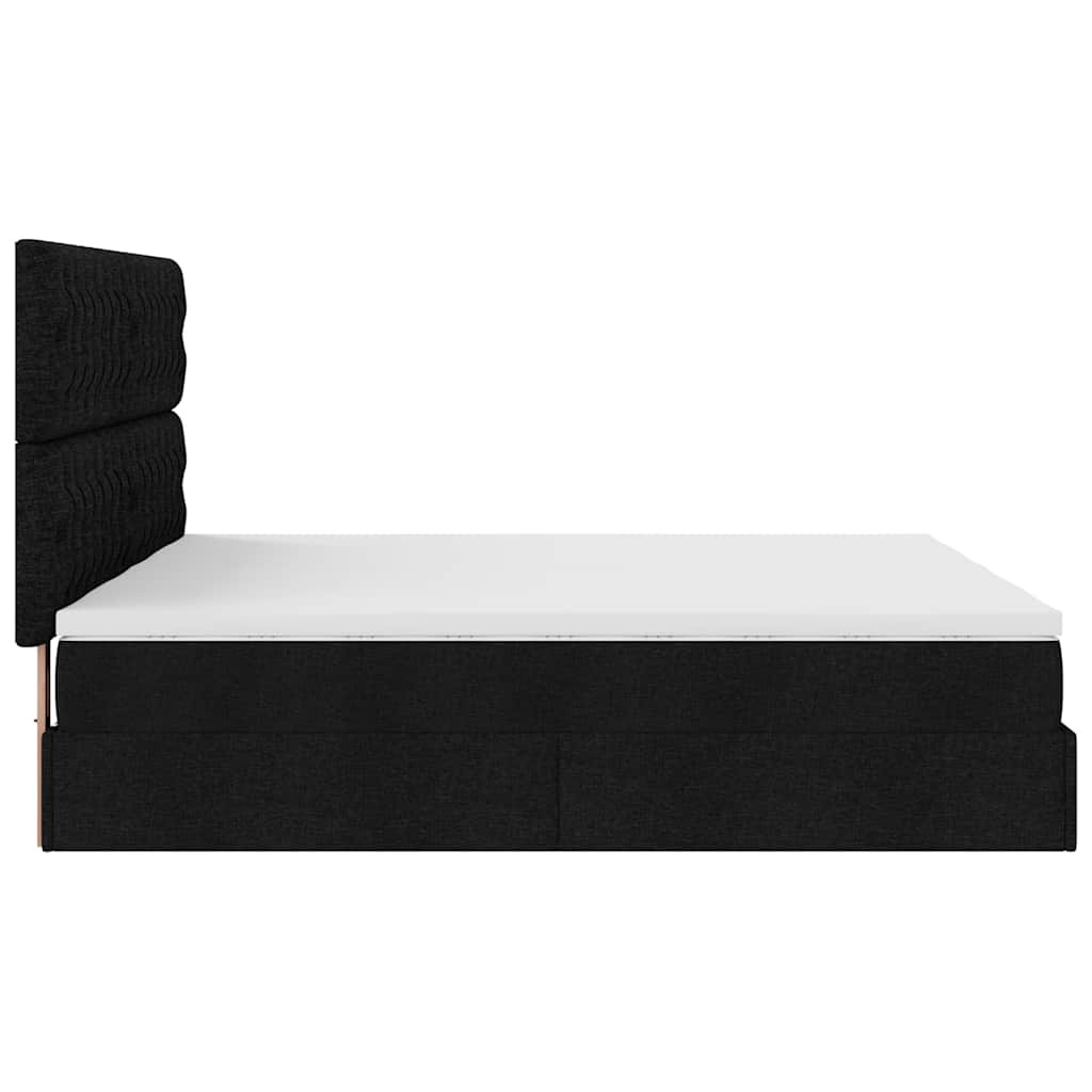 Ottoman Bed with Mattresses Black 200x200 cm Fabric