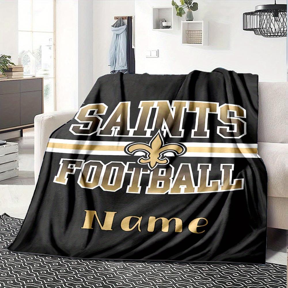 Saints Football Team Logo Customized Your Name Blanket Lightweight And Comfortable Warm Blanket Suitable For Bed Home Chair Office Sofa Camping