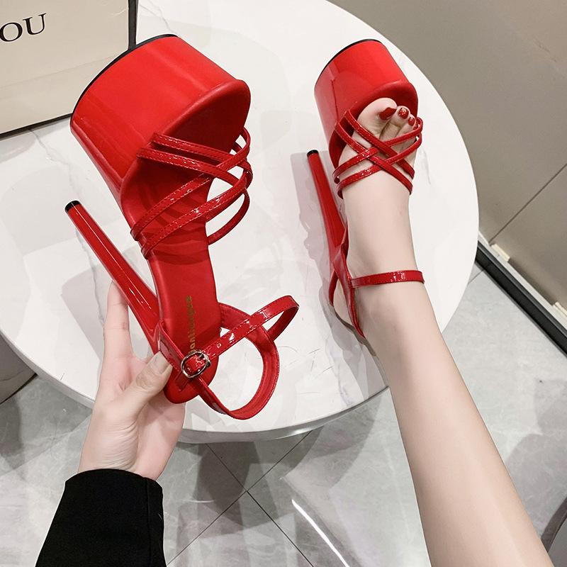 

Водонепроницаемые сандалии на платформе с круглой головкой, весенне-летние модные новые женские туфли на очень высоком каблуке-шпильке для отдыха, свадебные модные сандалии 43