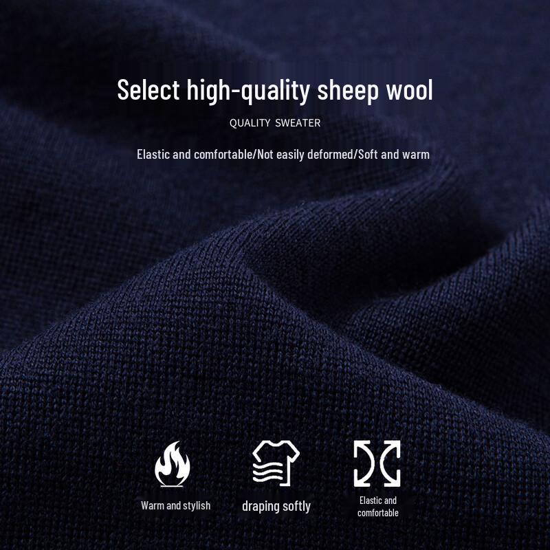 ROOY Men's Soft Warm Polo Collar Wool Sweater