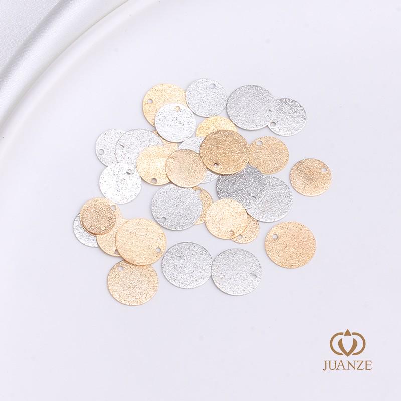 Small Frosted Metal Round Disc Charm for DIY Jewelry