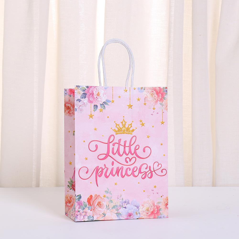 StoBag, Pink Princess Sweets Paper Tote Bags Fairytale Gift Packaging for Girls’ Birthdays Baby Showers Party Favors