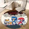1 Stück Sonic the Hedgehog Anime Cartoon Design Runder Teppich Bürostuhlmatte, Rutschfester Teppich für Heimdekoration, Wohnzimmer, Schlafzimmer, Spielzimmer